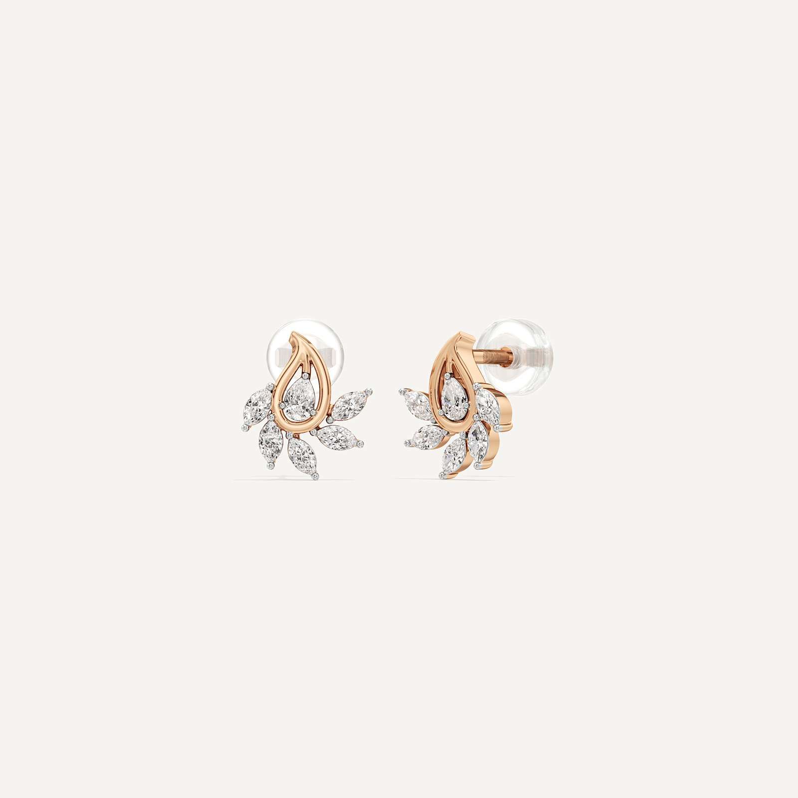 Crescent Pearl Diamond Stud