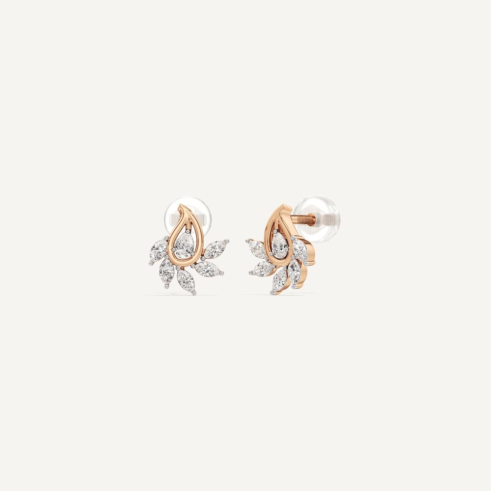 Crescent Pearl Diamond Stud