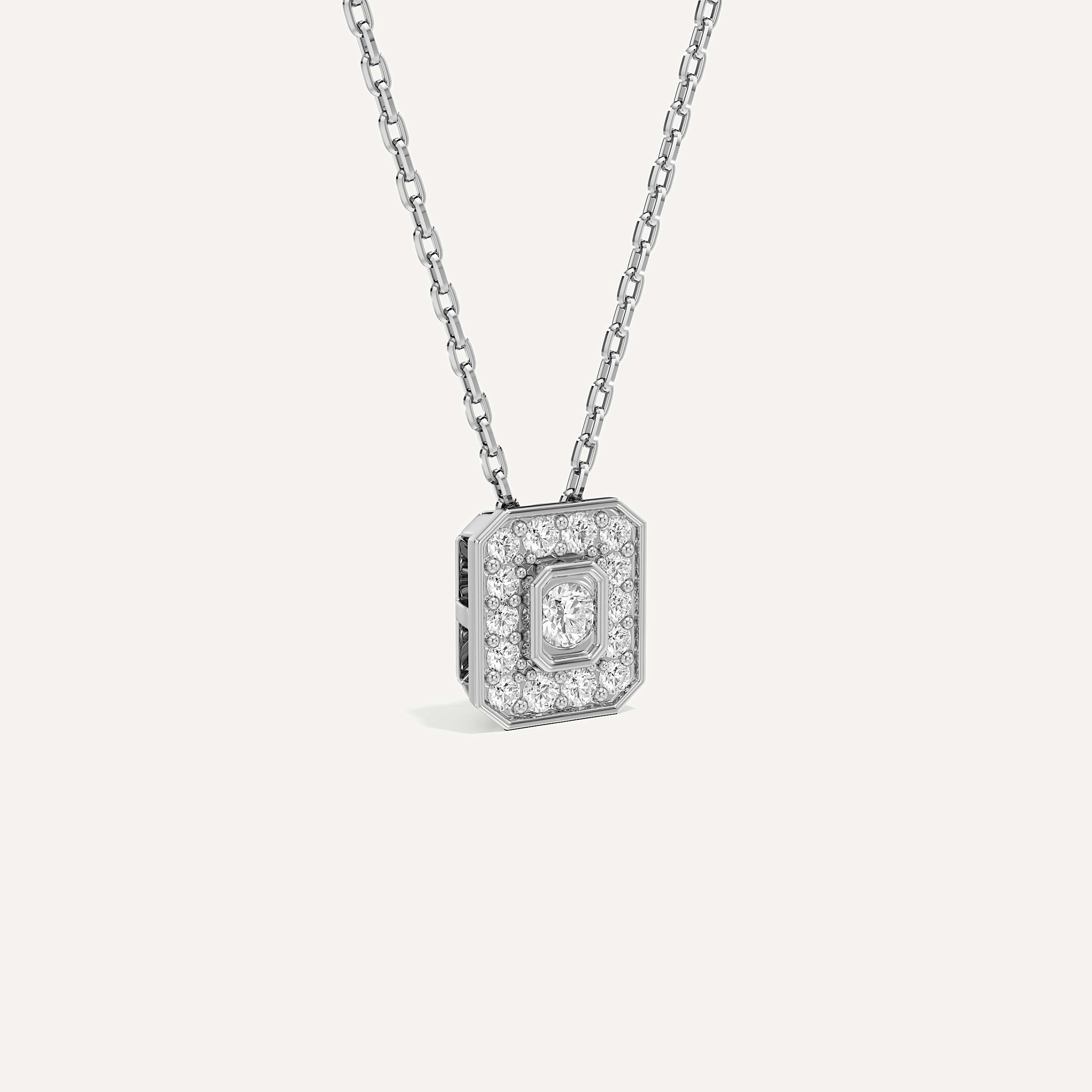 Understated Pull Emerald Diamond Pendant with Chain