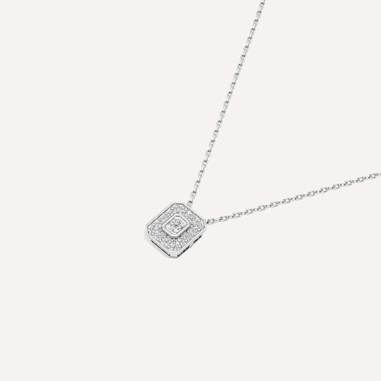 Understated Pull Emerald Diamond Pendant with Chain