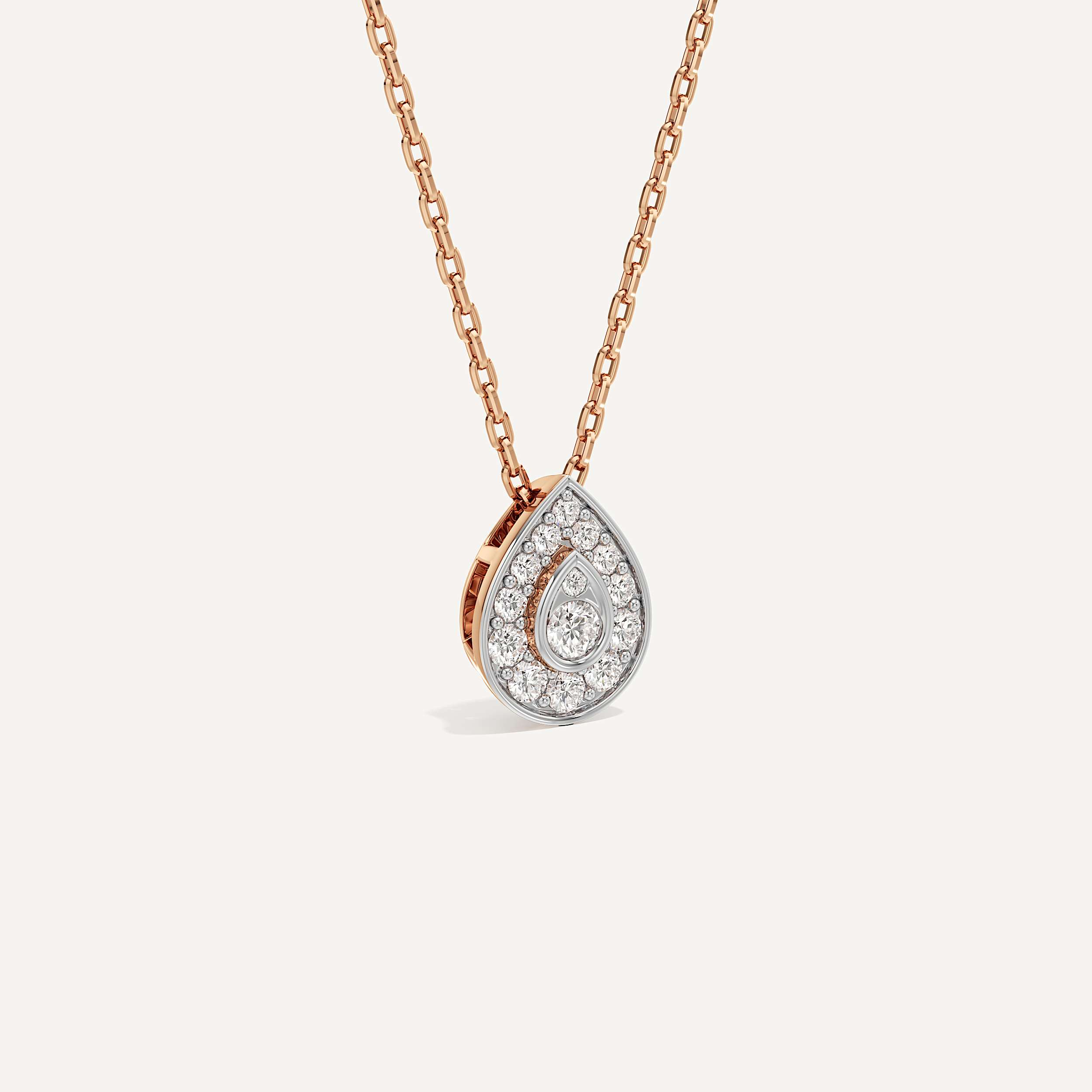 Quietly Seen Pear Diamond Pendant with Chain