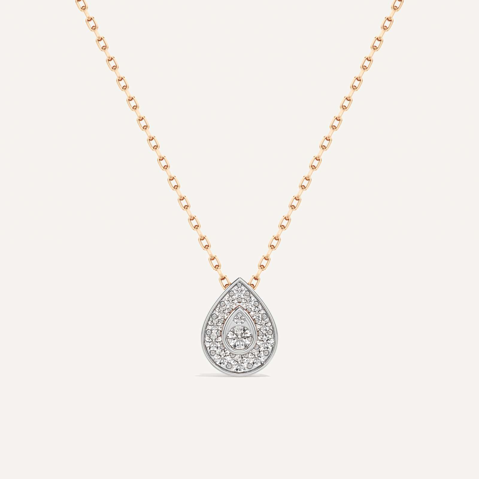 Quietly Seen Pear Diamond Pendant with Chain